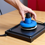 **A hobbyist using a consumer-grade 3D printer to create a replacement part for a vacuum cleaner, showcasing the ease and cost-effectiveness of home 3D printing.** (Focus: Practical application of 3D printing at home)